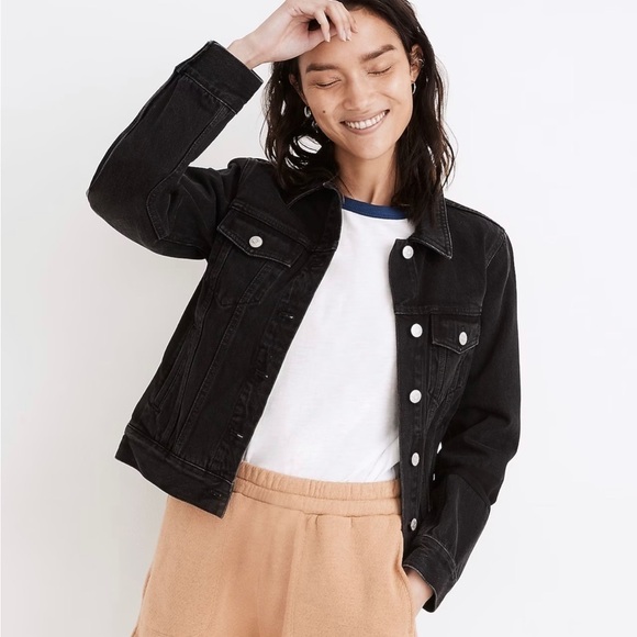 Madewell Oversized Jean Denim Jacket Lunar Wash Black - Picture 1 of 8